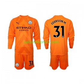 Manchester City Ederson M 31 Portiere Bambino Maglia Terza 2022/2023 Manica Lunga (+ Pantaloncini)